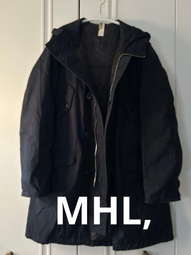 【MHL,】 ダウン&フェザー モッズコート L 中古・古着通販】MHL (エムエイチエル) モッズダウンコート ブラウン