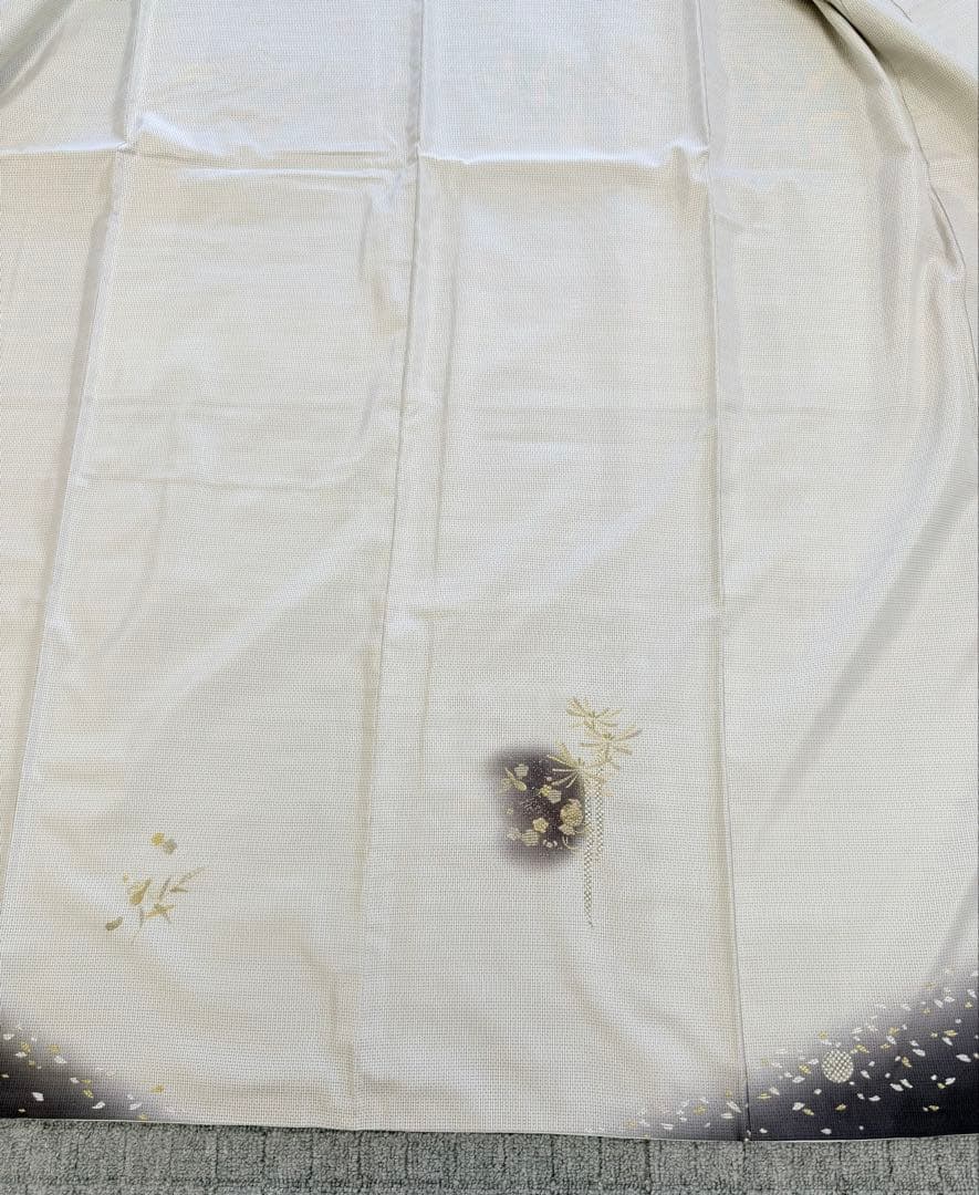 未使用 高級 訪問着 正絹 袷 白大島紬 刺繍 ホワイト 暈し染め パール