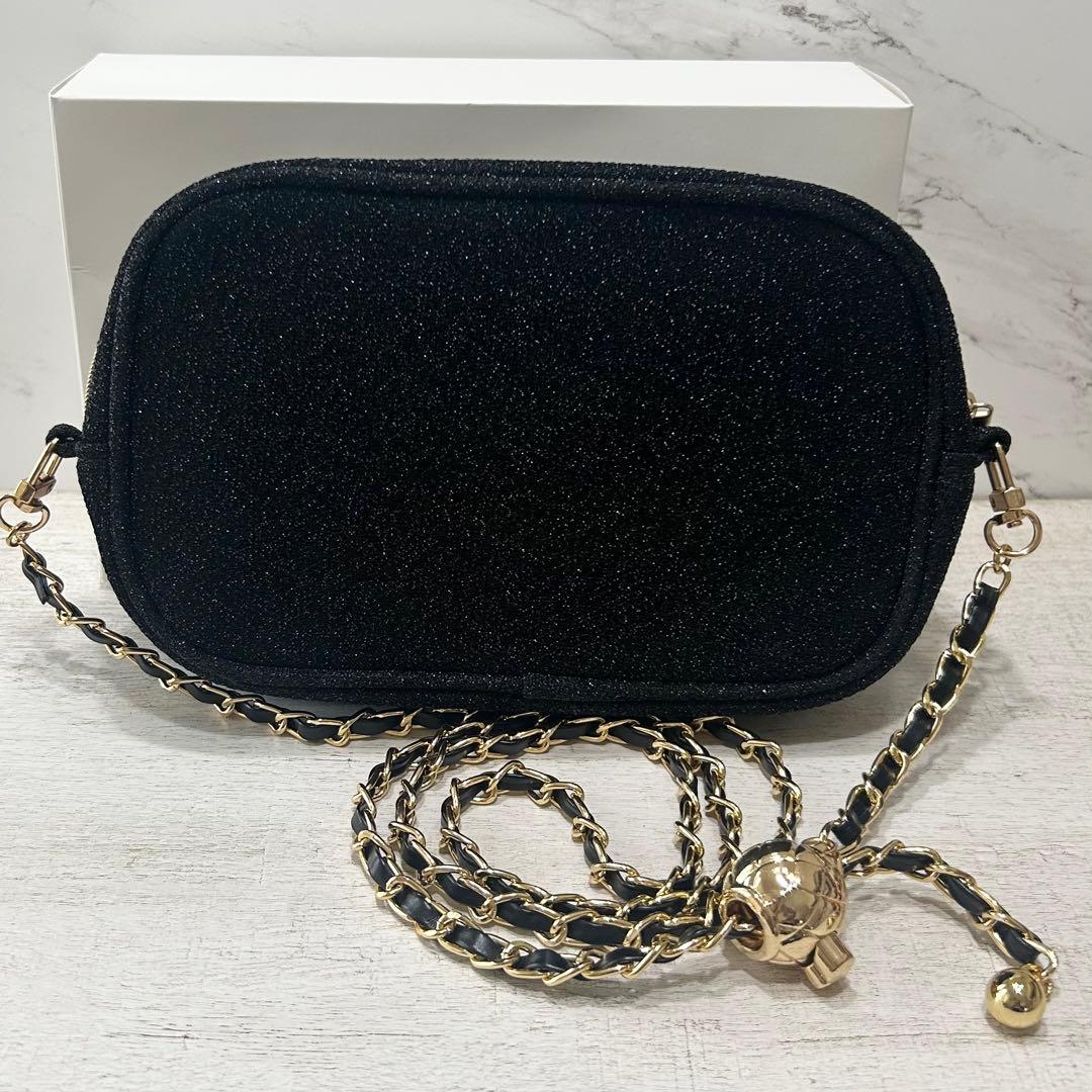 CHANEL】ノベルティ ポーチ ゴールドチェーン付き ショルダーバッグ