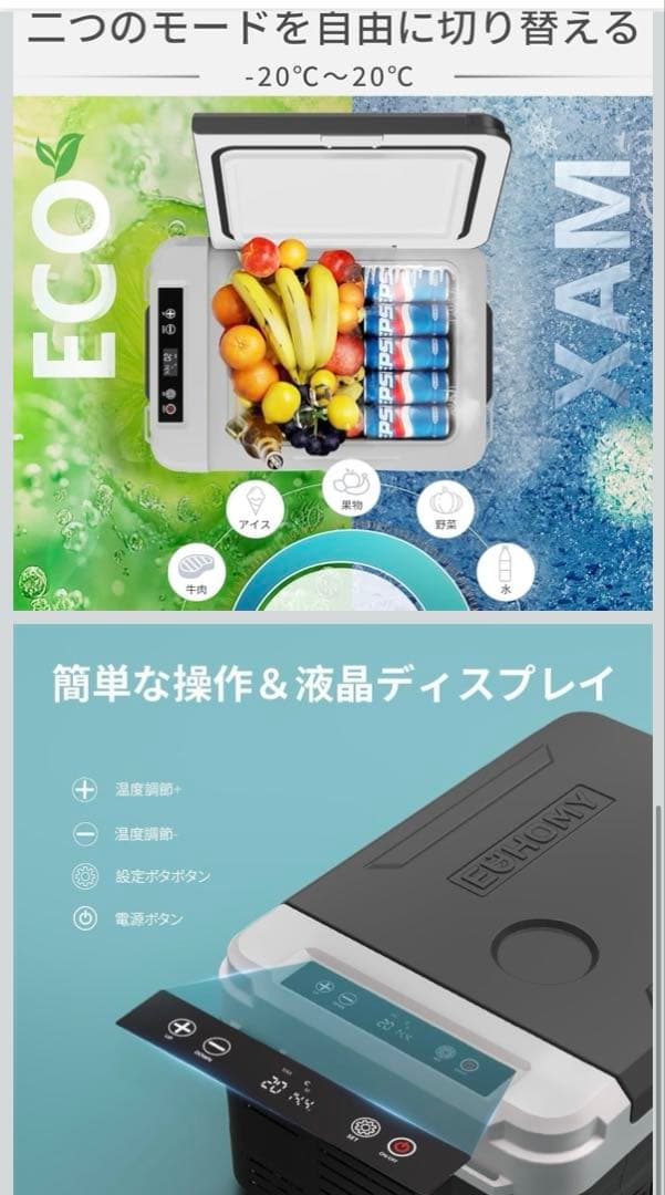 車載冷蔵庫 10L ポータブル冷蔵庫 -20℃～20℃ 急速冷凍 3WAY電源可