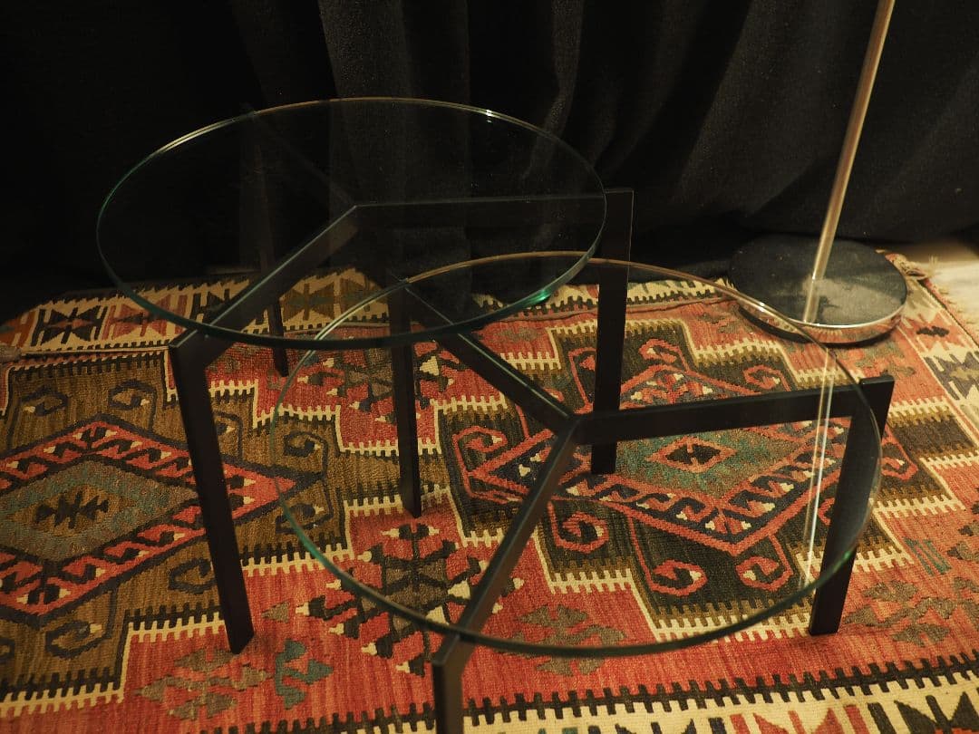 【パタパタ】\"Armonia\"ネストガラスサイドテーブル