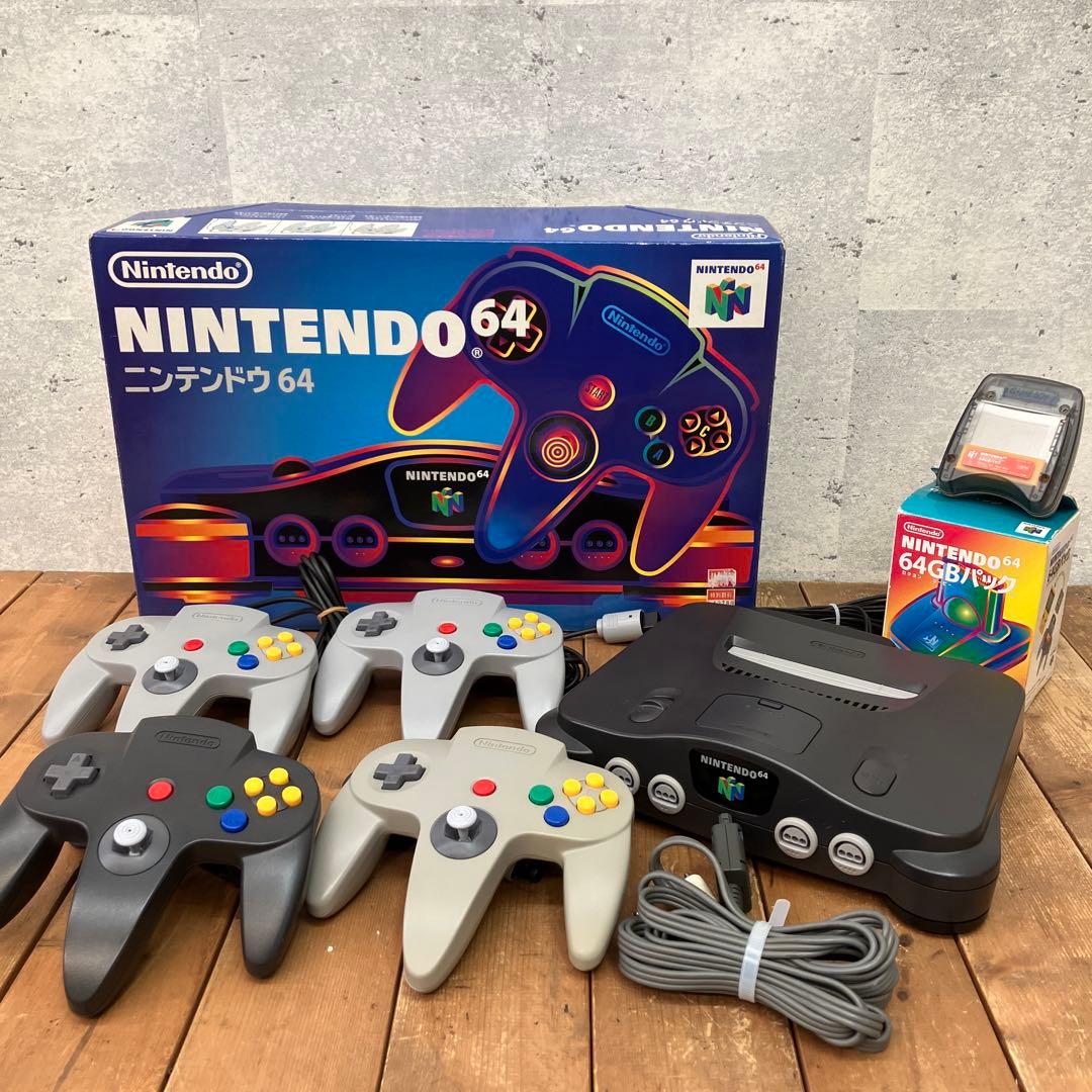任天堂64 本体 コントローラー4個 GBパック 箱付き ゲーム機 - メルカリ