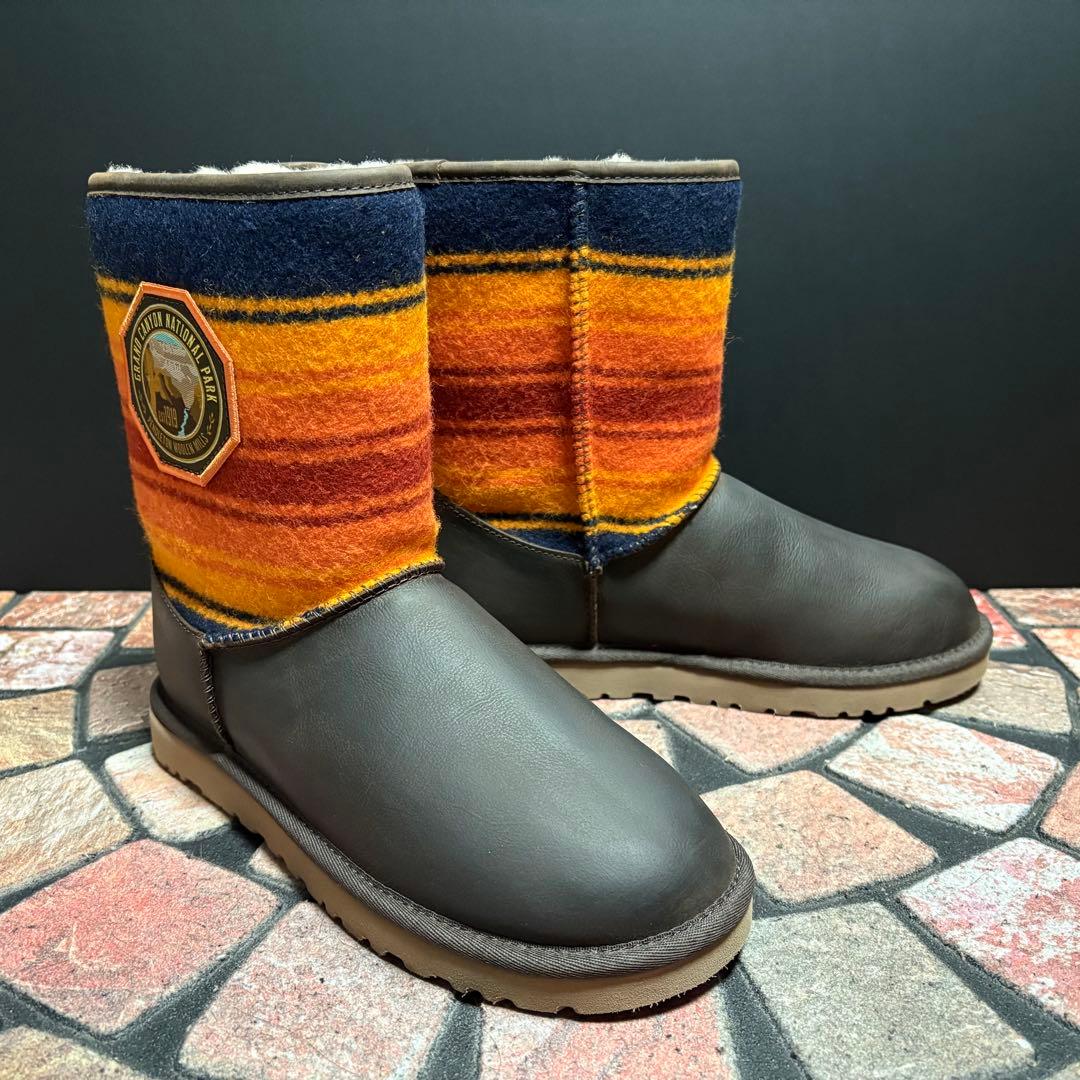 【試着のみ】アグ　× ペンドルトン　コラボ 本革　ウール　ワッペン　24.0cm