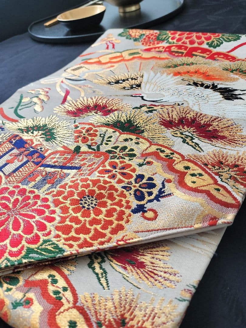 A836豪華刺繍‼️花嫁衣装帯‼️テーブルランナー1m79cm