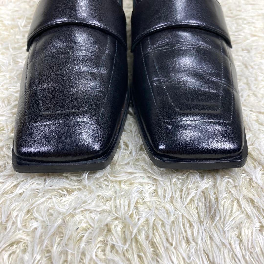 未使用級』ファビオルスコーニ ローファー スクエアトゥ ブラック