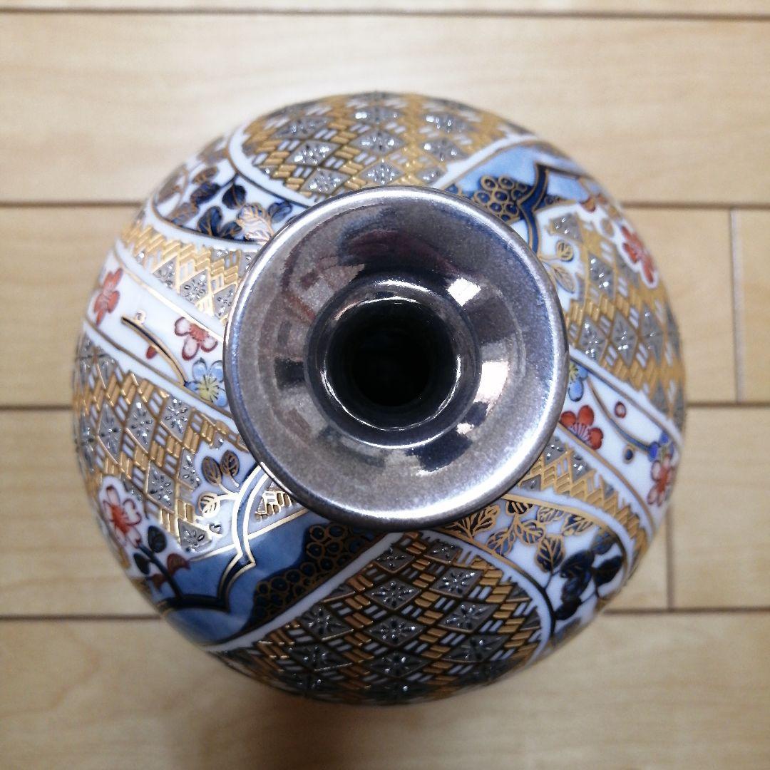 山本一洋 純プラチナ彩 琳派風菖蒲図 花瓶