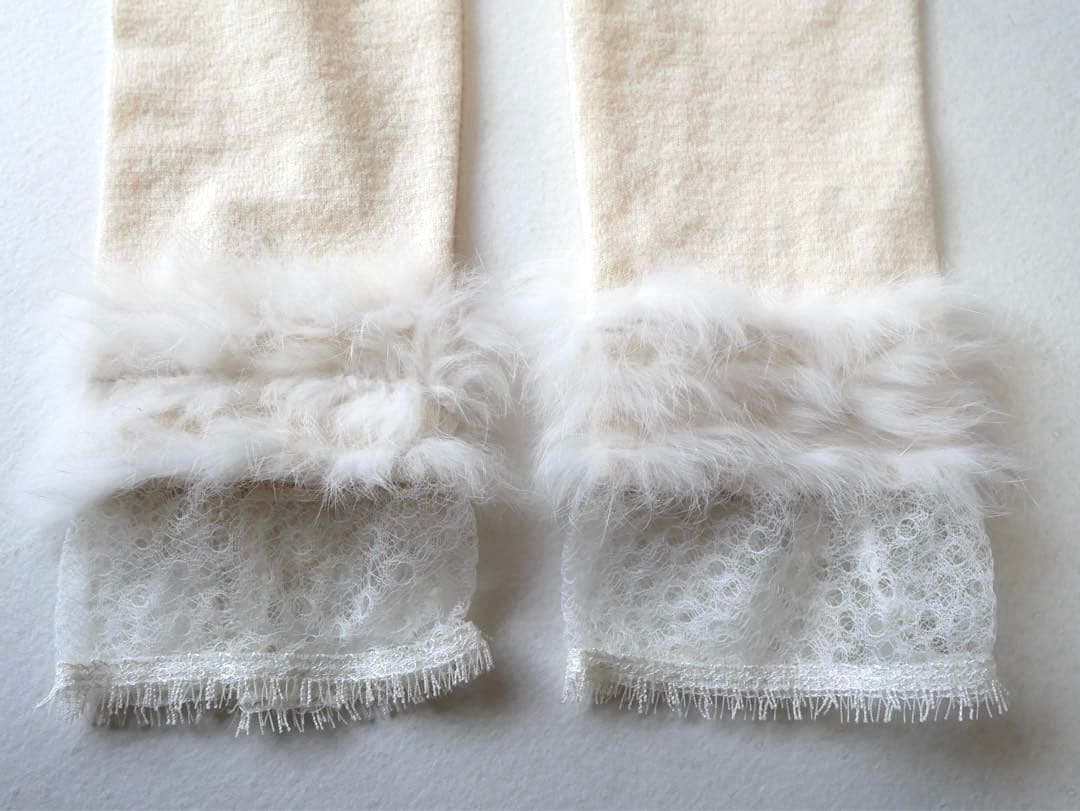 Blumarine レース×ファー パールボタン カーディガン ホワイト - メルカリ