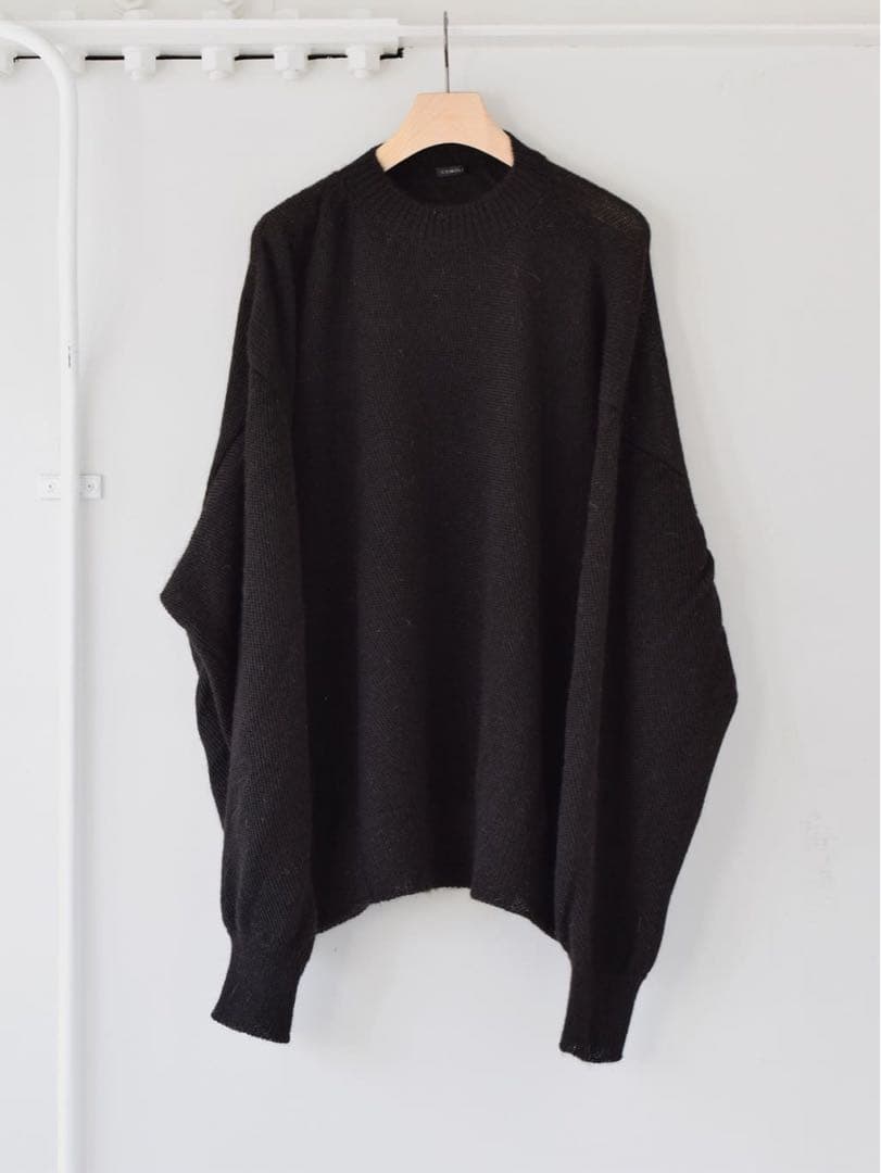 COMOLI ブラックアルパカクルーネックニット サイズF COMOLI (コモリ) ブラックアルパカ クルーネックニット