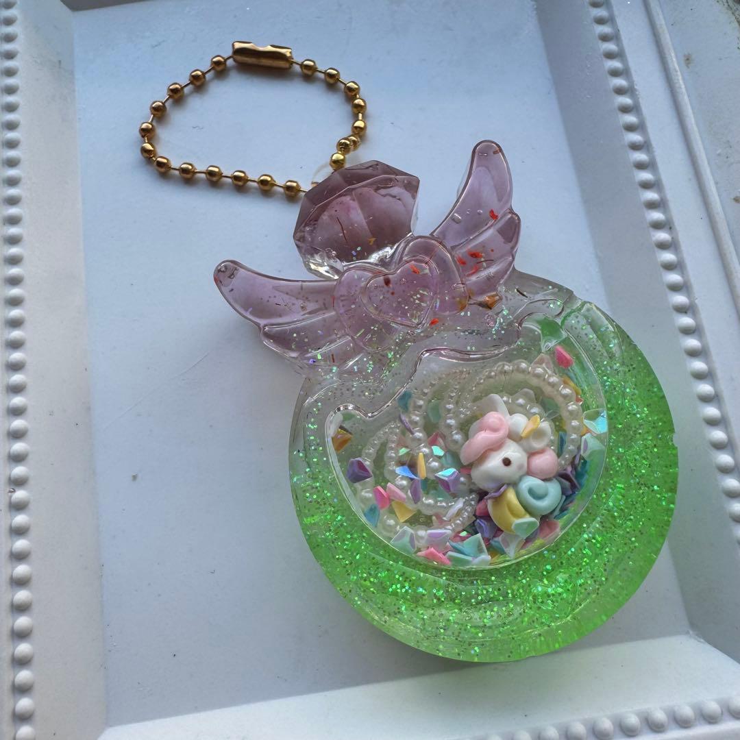 ユニコーン シェイカーキーホルダー シャカシャカキーホルダー 紫 緑