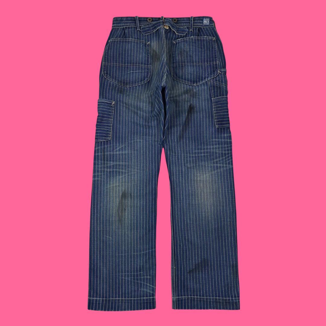 RRL ウォバッシュストライプ デニムペインターパンツ バックルバック