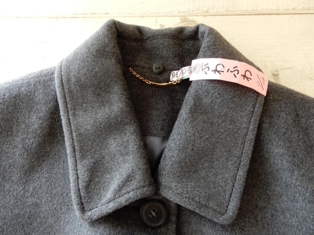 モンリーラス☆ステンカラーコートMサイズ(ブルーフォックス襟付き)グレー