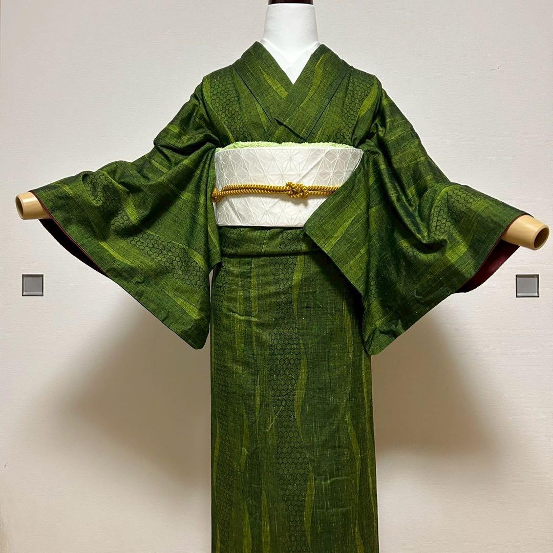 く*ん様 モ43 未使用近い 美品 袷 紬 ぜんまい紬系 色紬 小紋 フル
