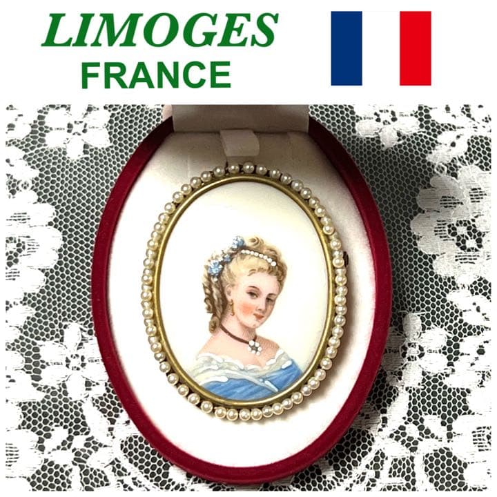 【シュウシュウ】リモージュ 貴婦人 ブローチ アンティーク シュウシュウ様専用】リモージュ 貴婦人 ブローチ アンティーク