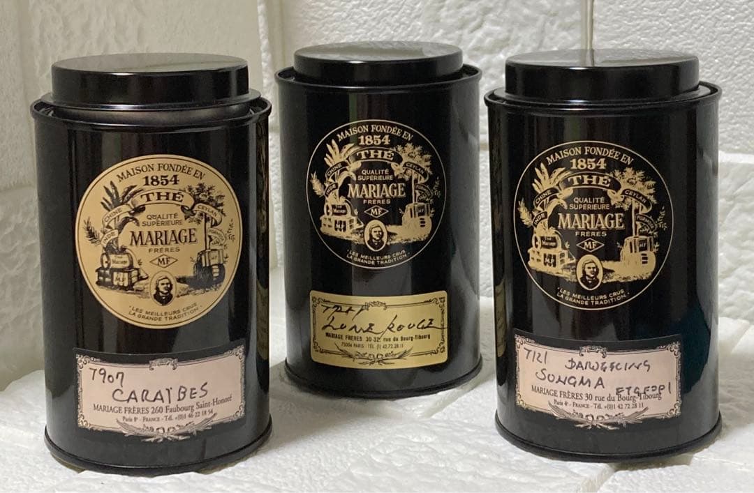 マリアージュフレール MARIAGE FRÈRES 茶名手書の空缶3個 - メルカリ