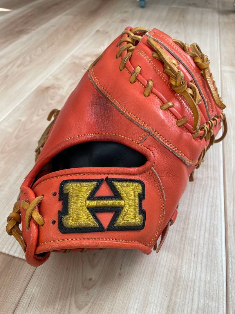 S*☆様 軟式用ファーストミット ハイゴールド オレンジ 野球 ハイゴールド 軟式ファーストミット 己極 SRバーニングオレンジ