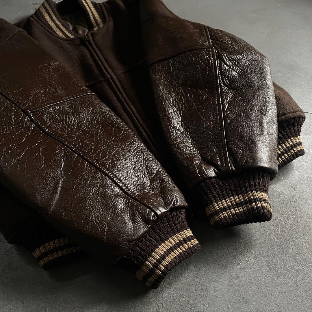 90's Scoop Brown“牛革“stadium jacket