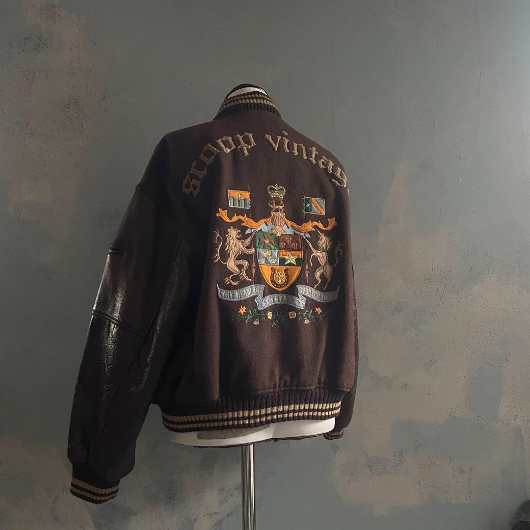 90's Scoop Brown“牛革“stadium jacket