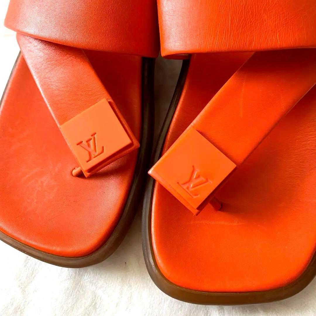 LOUIS VUITTON 美品✨オレンジ レザー トングサンダル 22.5cm