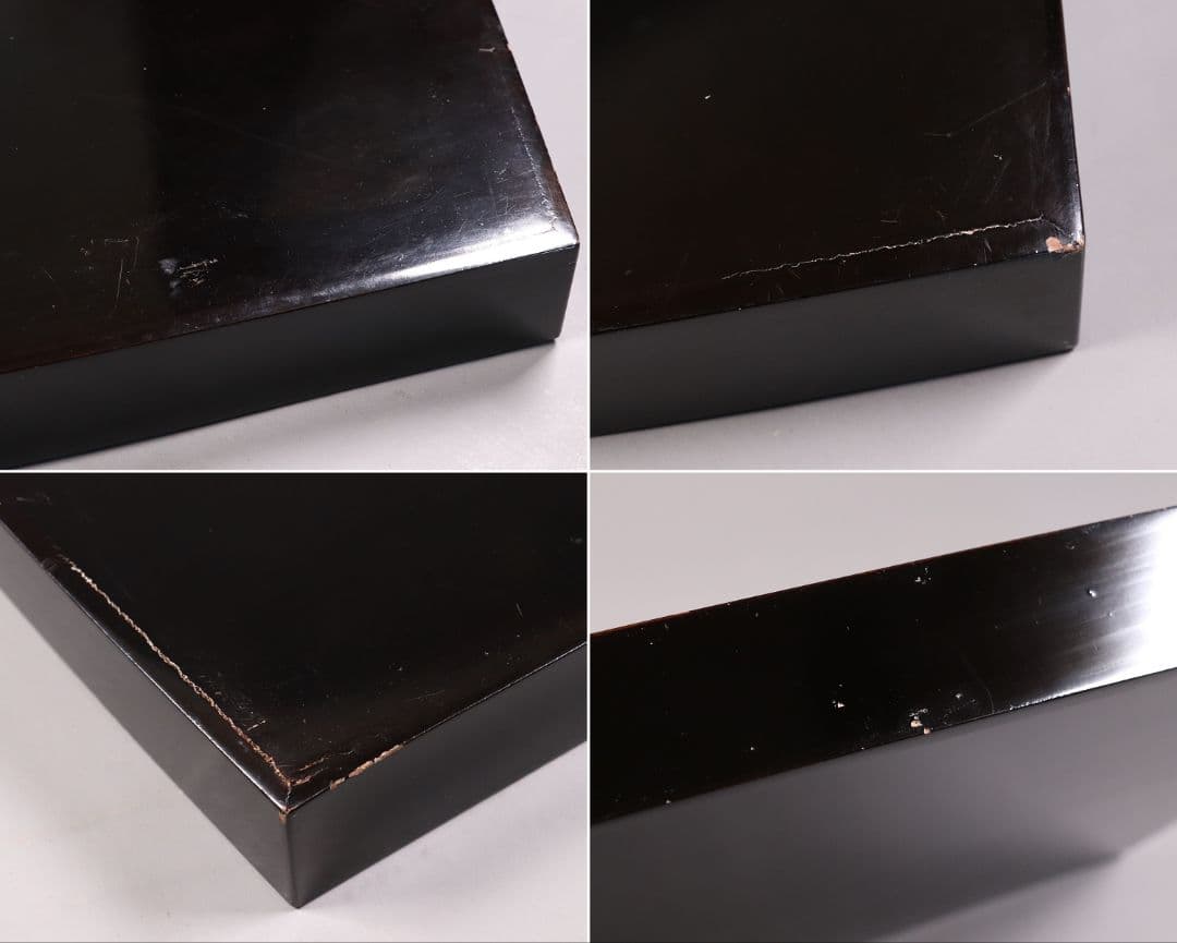 時代 広蓋 二枚組 59.1cm 扇面めでた図蒔絵 長方盆 木製【MA278】