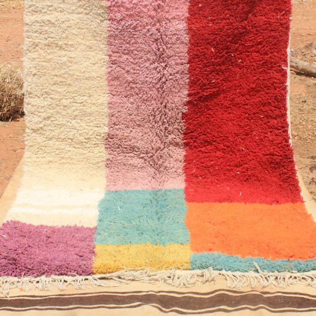 売り切りセール】ハンドメイド カラフル モロッカンラグ 150 x 100cm