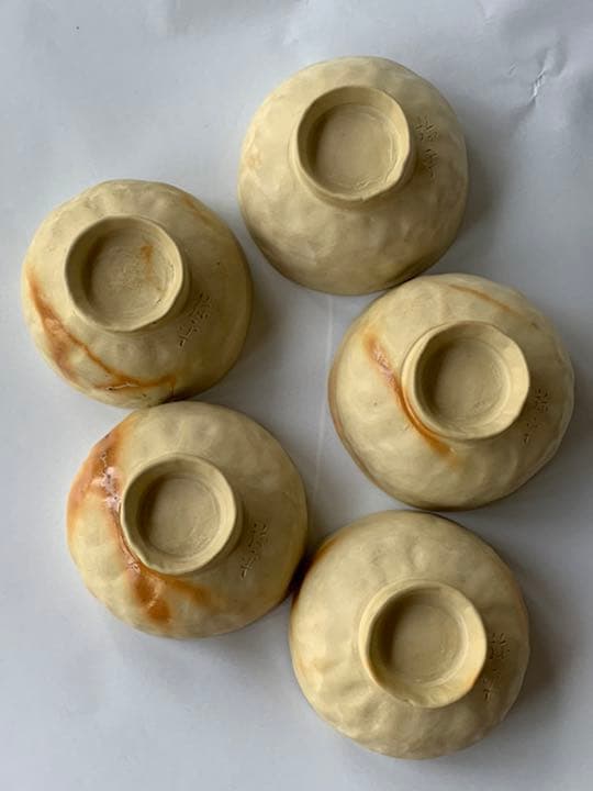 茶器セット1 白泥 手捻り火襷】間野弥平 共箱