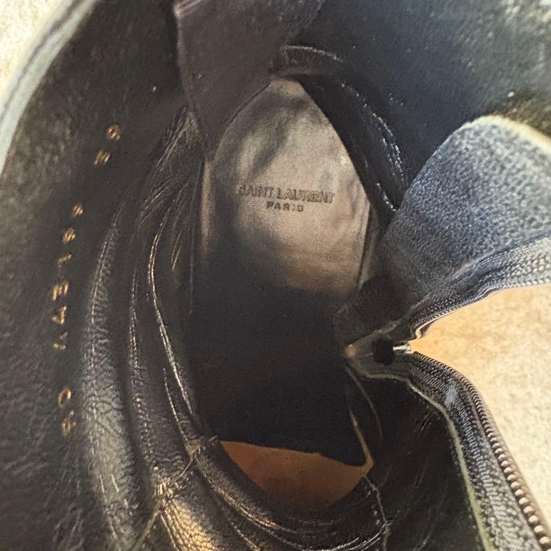 サンローラン 黒レザー ジッパーブーツ 低ヒール 39 - メルカリ