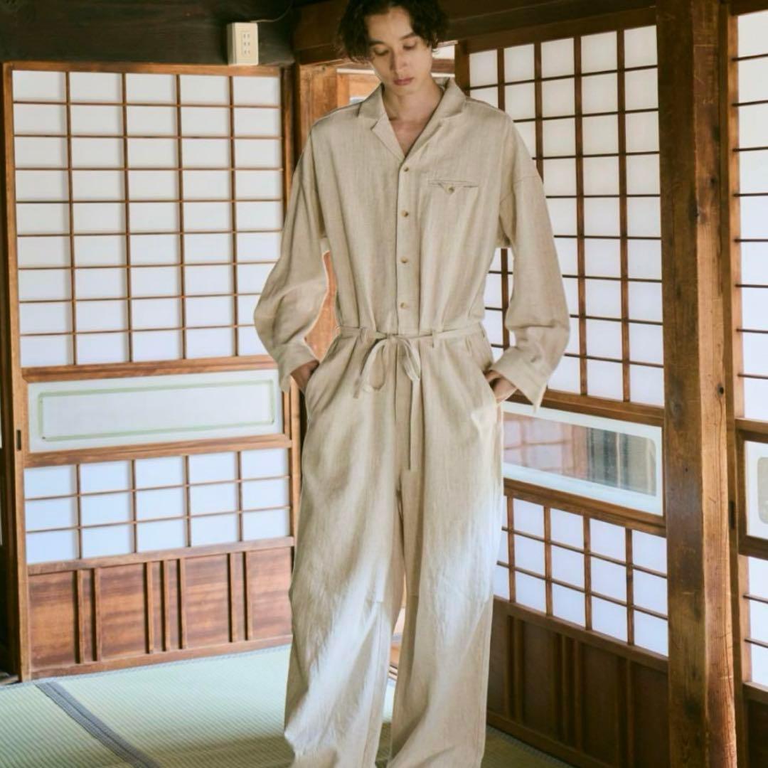 Camphor wood リネン ジャンプスーツ つなぎ Lサイズ アイボリー