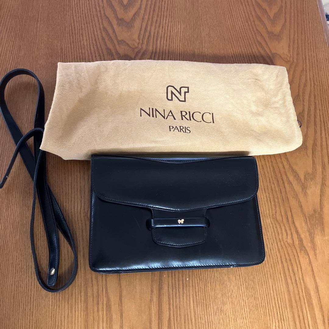 NINA RICCI ブラック クラッチバッグ フォーマル ビンテージ - メルカリ