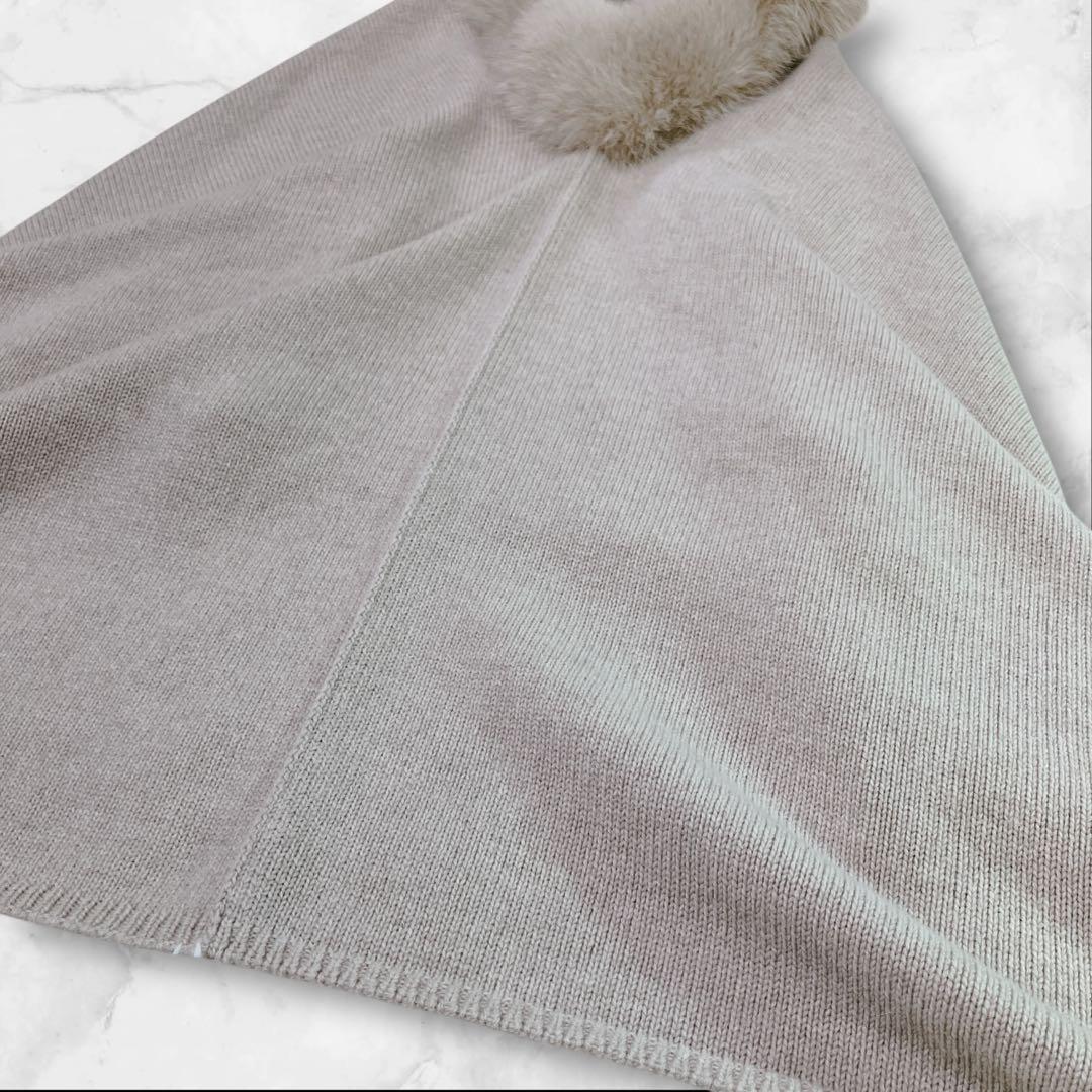 美品】GIOVI 高級 カシミア混 フォックスファー ポンチョ ベージュ