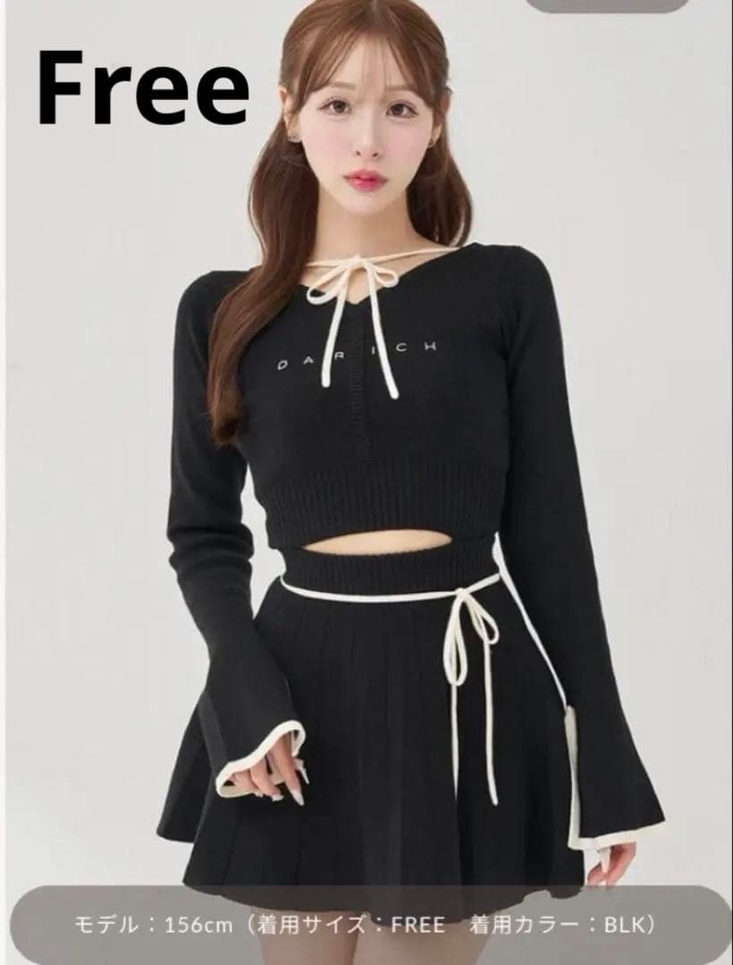 Darich ダーリッチ ウエストオープンリボンデザインニットミニ