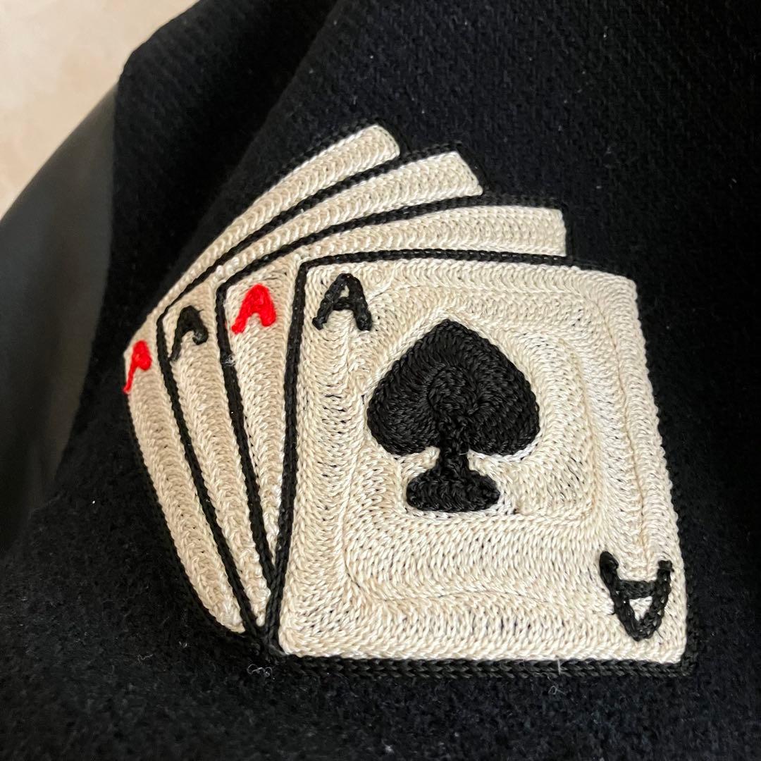 ジェラード 50's復刻 \"SINNERS\" チェーン刺繍 本革袖スタジャン 黒