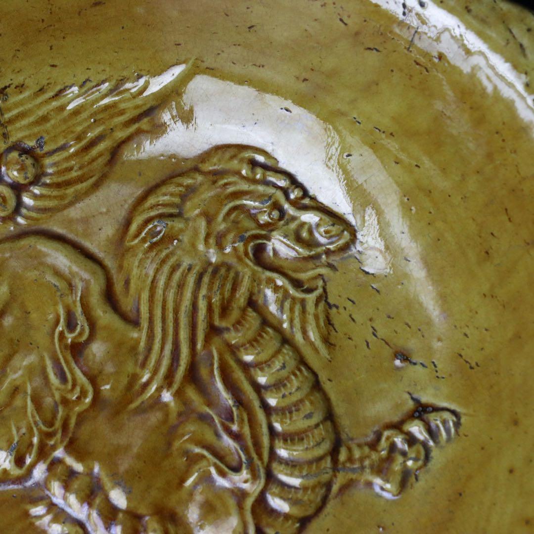 江戸時代 珉平焼 黄釉獅子図皿 木箱付 淡路焼 - メルカリ