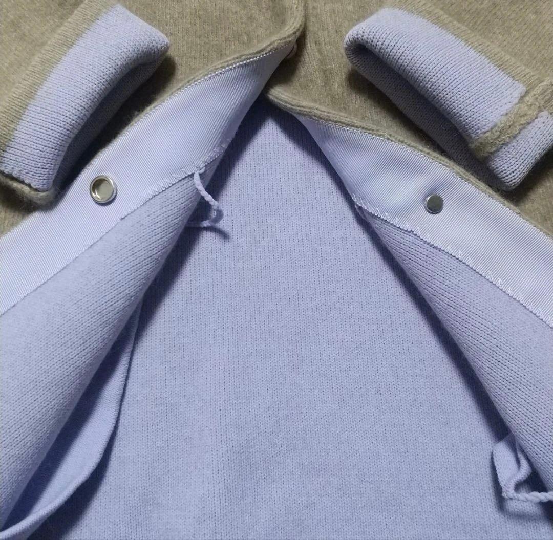 ELENDEEKラクーン混ダブルフェイスニットカーディガンバイカラーコート