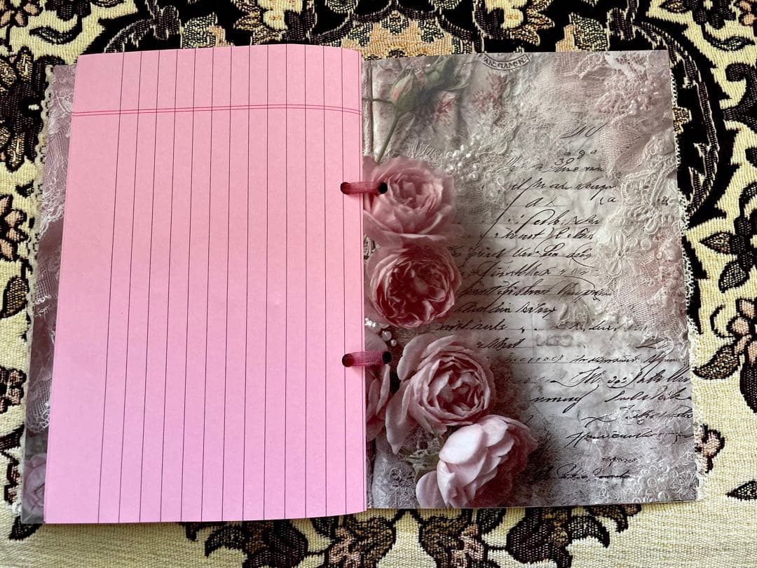 ハンドメイド☆ジャンクジャーナル雑記帳(pink antique) メモ束帳