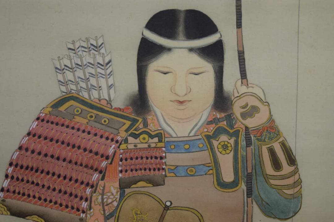 真作/泰麗/神功揚戯れ/神功皇后図/桐共箱付/布袋屋掛軸HG-528 - メルカリ