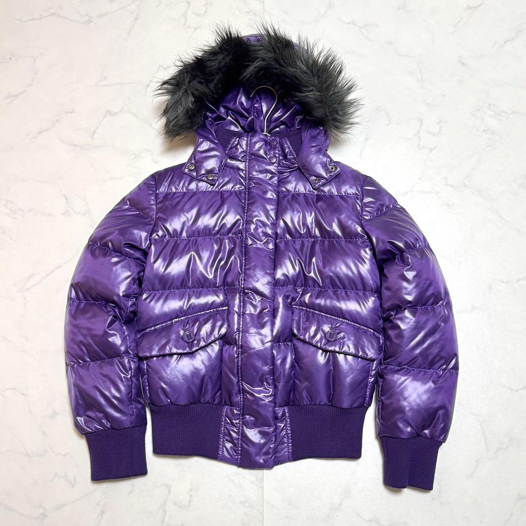美品 OLDUNIQLO プレミアムダウン ファー 光沢 パープル 短丈 y2k