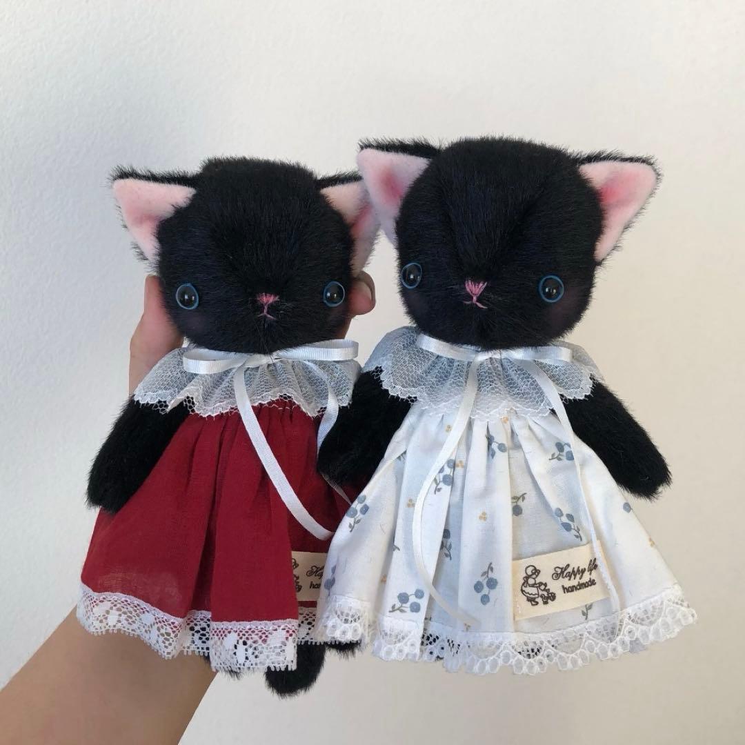着せ替えねこちゃん 黒猫 ぬいぐるみ 海外作家様 ハンドメイド 創作