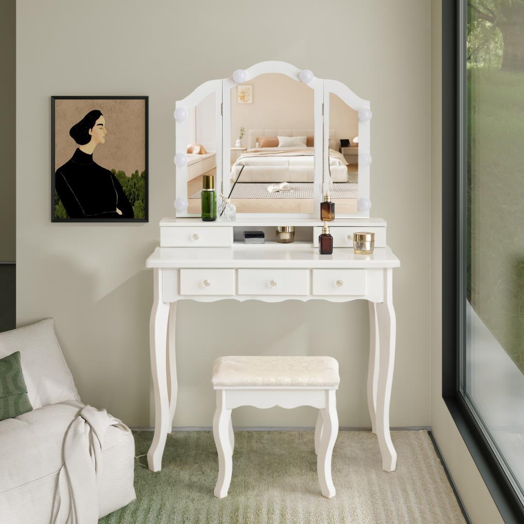 ラスト1点！ドレッサー 化粧台 テーブル 鏡台 ライト付き コンセント付き 楽天市場】＼月末限定☆クーポン満載爆売中！／ドレッサー LEDライト