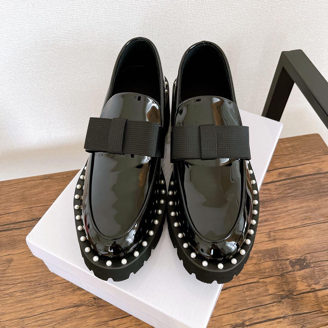 美品 Akiron x Donoban パールリボンローファー - メルカリ