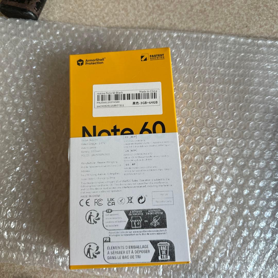 スマートフォン本体 realme note60 Realme Note 60 4G Marble Black 128GB + 6GB Dual-SIM Factory