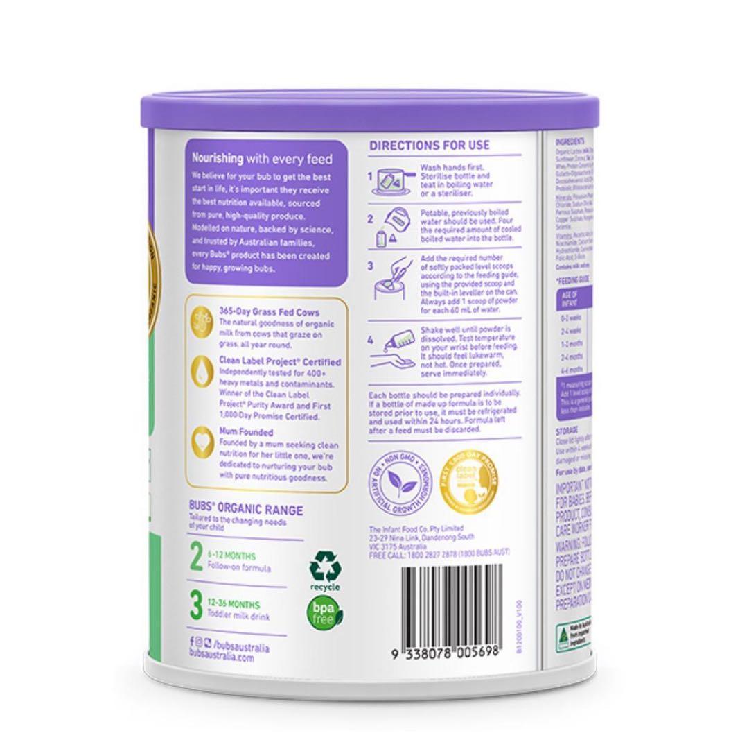 Bubs バブズ オーガニック 粉ミルク ステップ1 Mydeen出品 - メルカリ