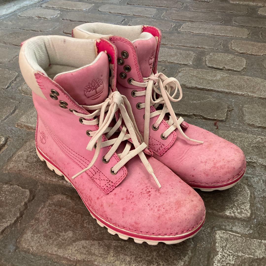 希少】Timberland ティンバーランド ブーツ 24.5cm ピンク - メルカリ