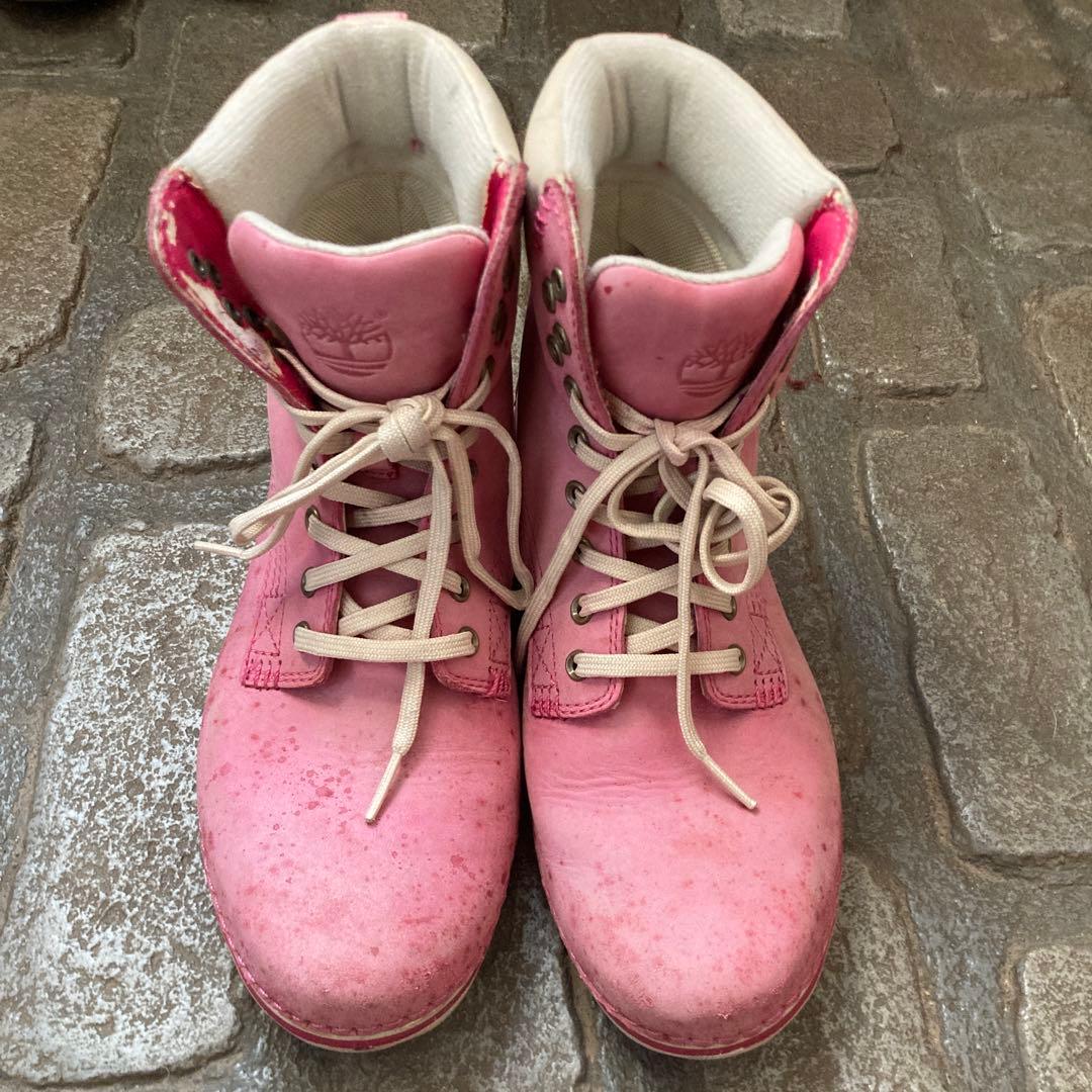 希少】Timberland ティンバーランド ブーツ 24.5cm ピンク - メルカリ