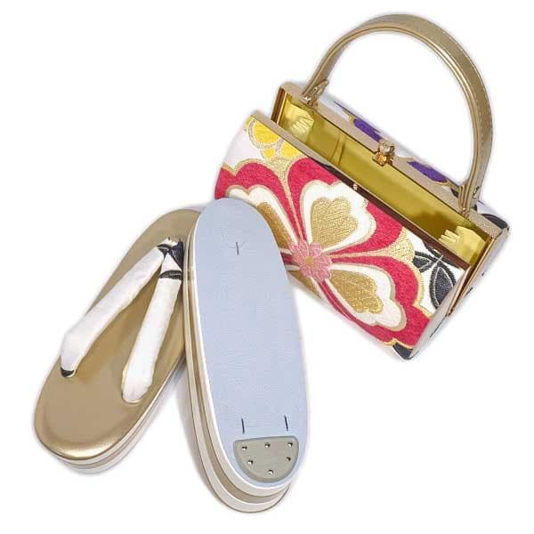 6617 L 振袖用 草履 バッグセット 正絹 西陣織 帯地 最高級 24cm