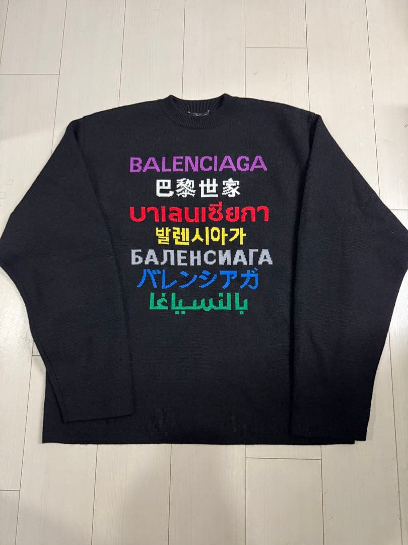 BALENCIAGA ブラックニットセーター Mサイズ BALENCIAGA】クルーネック ニット セーター (BALENCIAGA/ニット