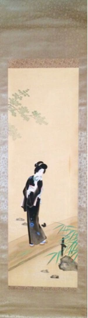 大野静方 美人画 『納涼図』( 掛軸 日本画 鏑木清方 浮世絵 水野年