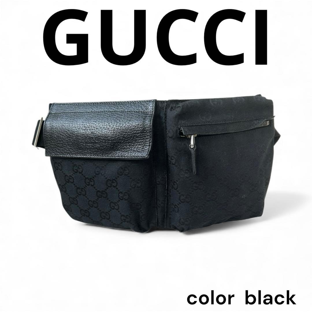 GUCCI グッチ ボディバッグ ブラック GG柄　保存袋 GUCCI（グッチ） バッグ メンズ ボディバッグ ウエストバッグ