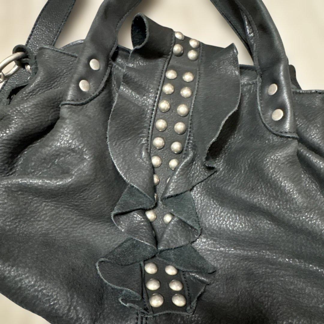 TRES シボ革 2way ショルダーバッグ スタッズ ブラック 黒 y2k - メルカリ