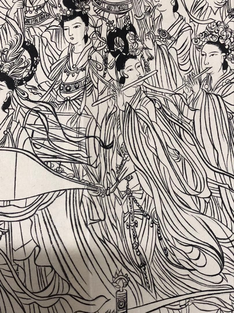 中国美術 佛画 巻物 傅香 絵［八十七仙人図］紙本 肉筆