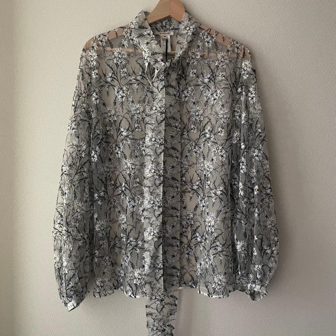 ブラミンク2025SPRING フラワーチュールレースリボンブラウス 38